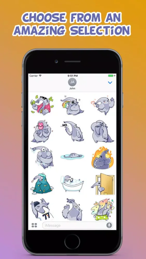 Cool Anteater Emotions Stickers Pack for iMessage スクリーンショット