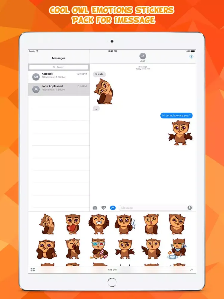 Cool Owl Emotions Stickers Pack for iMessage iPad  स्क्रीनशॉट