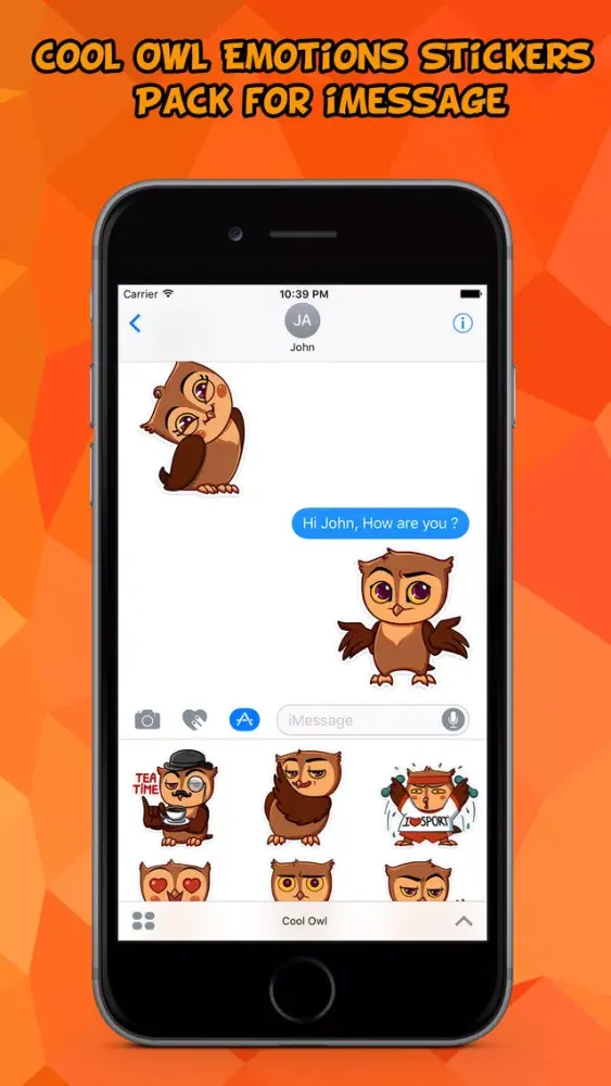 Cool Owl Emotions Stickers Pack for iMessage स्क्रीनशॉट