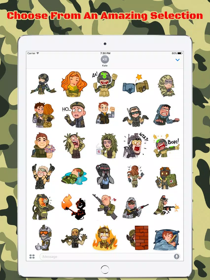 Ảnh chụp màn hình của Soldier Emotions Stickers Pack for iMessage iPad 
