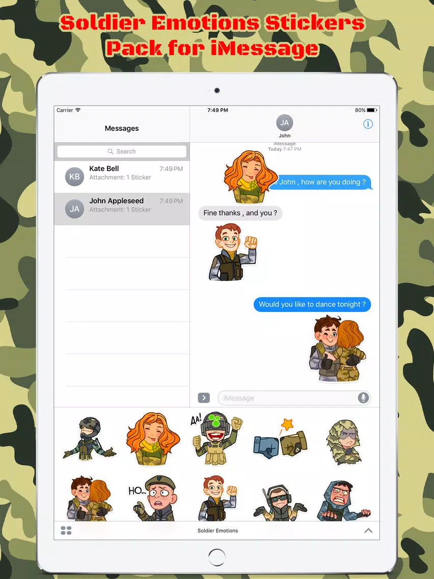 Ảnh chụp màn hình của Soldier Emotions Stickers Pack for iMessage iPad 