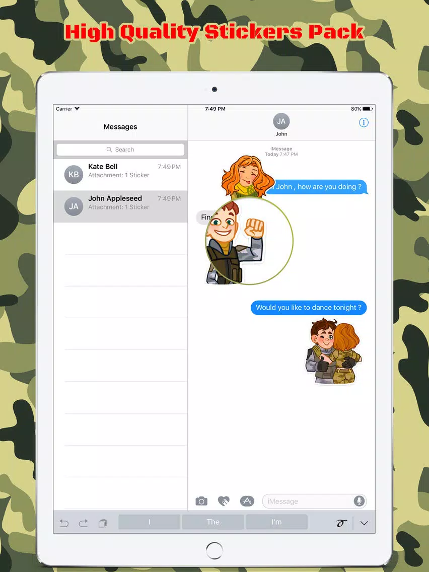 Ảnh chụp màn hình của Soldier Emotions Stickers Pack for iMessage iPad 