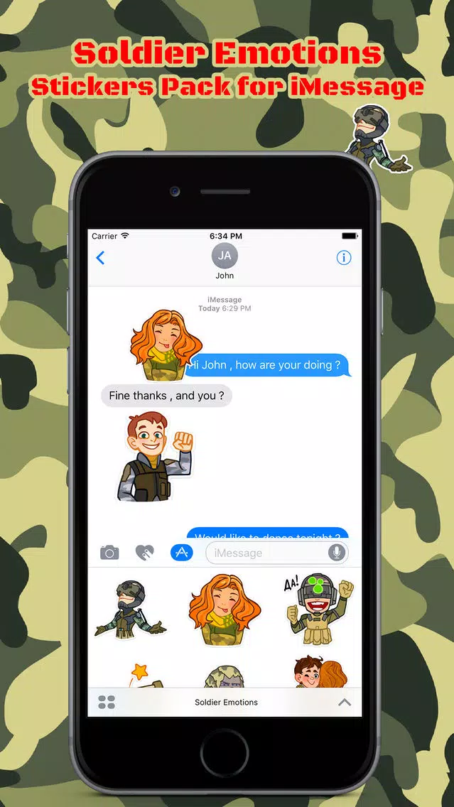 Ảnh chụp màn hình của Soldier Emotions Stickers Pack for iMessage