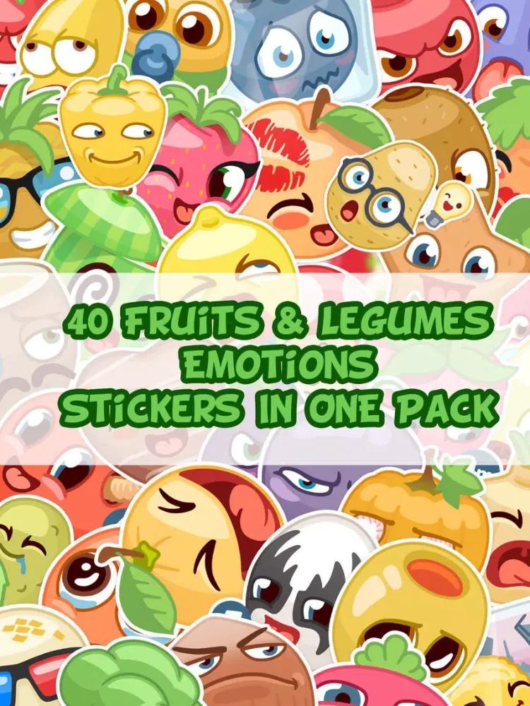 Capturas de tela do Fruits & Legumes Emotions Stickers Pack iPad 