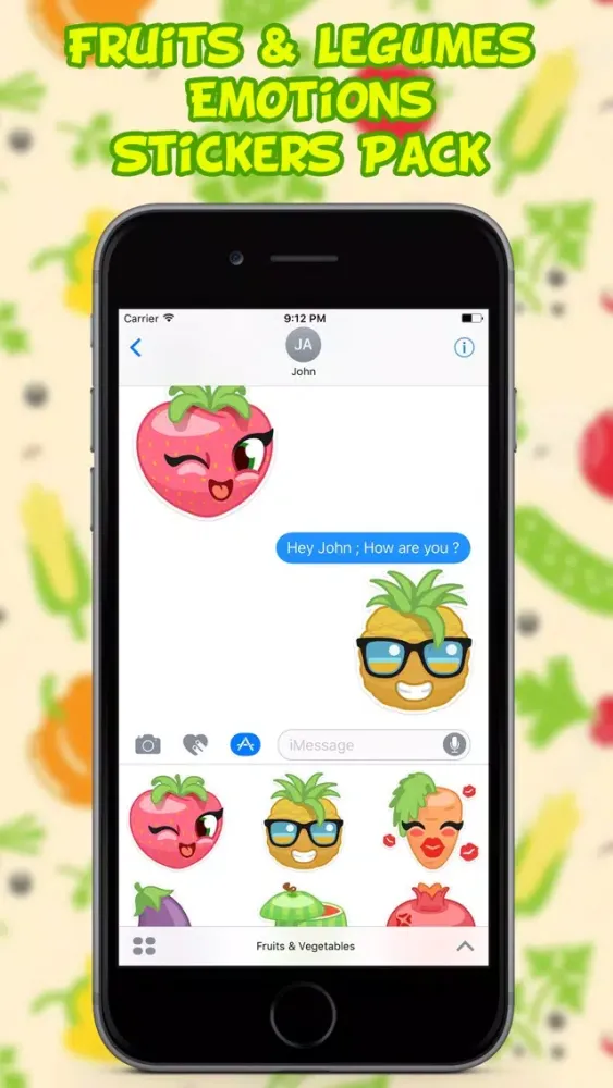Capturas de tela do Fruits & Legumes Emotions Stickers Pack