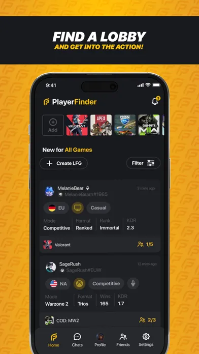 Скриншоты PlayerFinder: LFG, Chat & Play