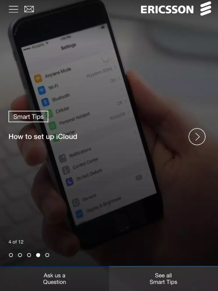 Tangkapan skrin Ericsson eCare iPad 