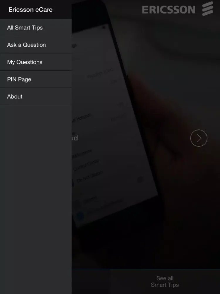 Tangkapan skrin Ericsson eCare iPad 