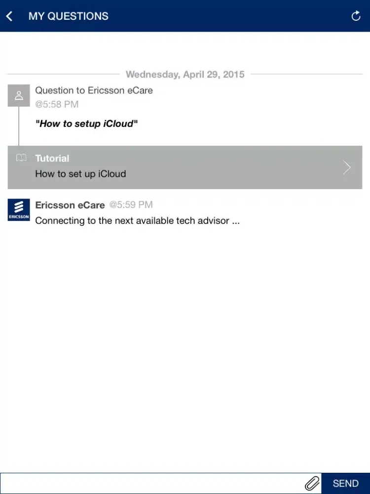 Tangkapan skrin Ericsson eCare iPad 