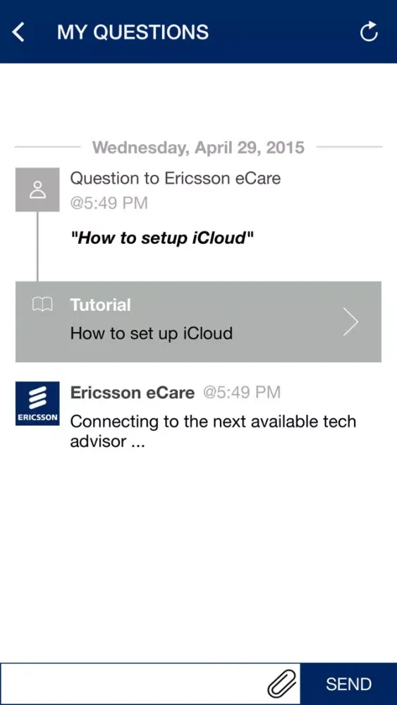 Tangkapan skrin Ericsson eCare