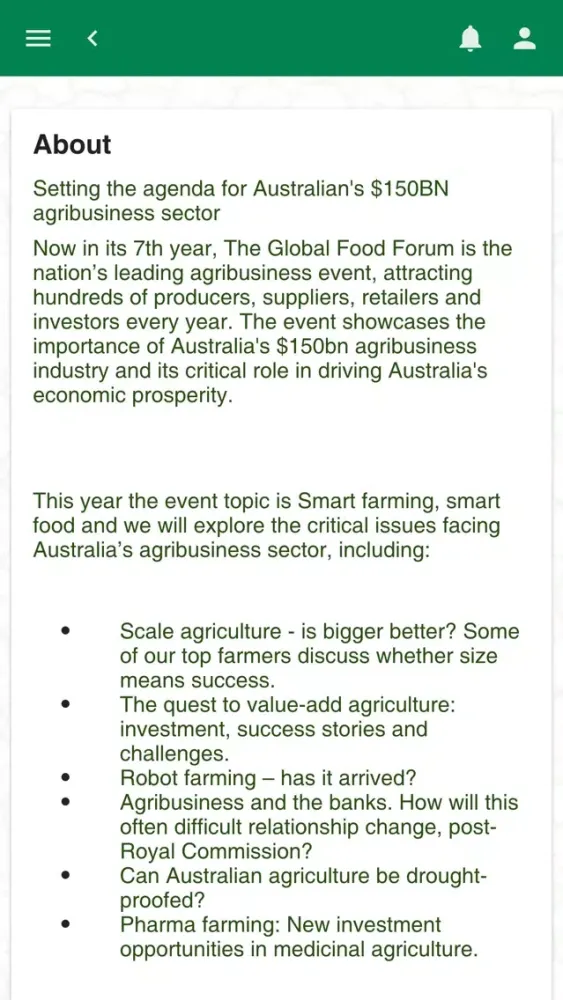 Zrzuty ekranu Global Food Forum 2019