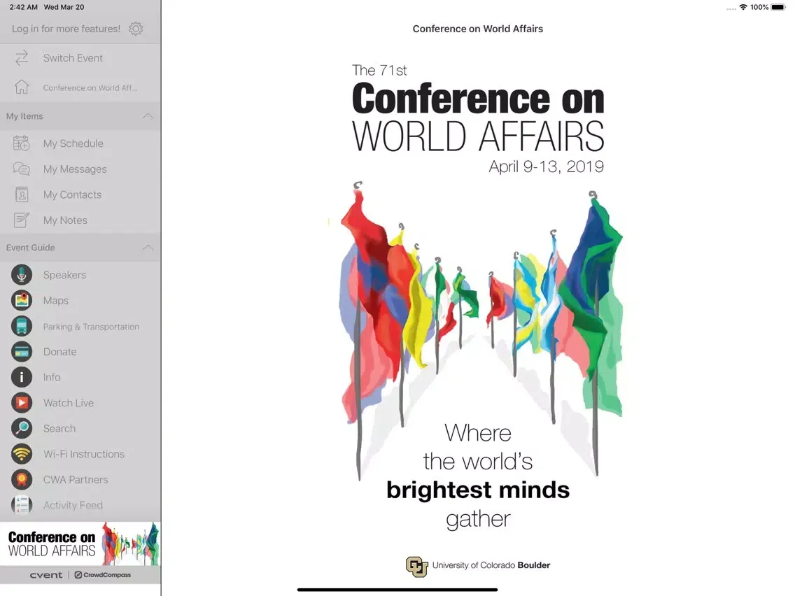 Captures d'écran de Conference on World Affairs iPad 