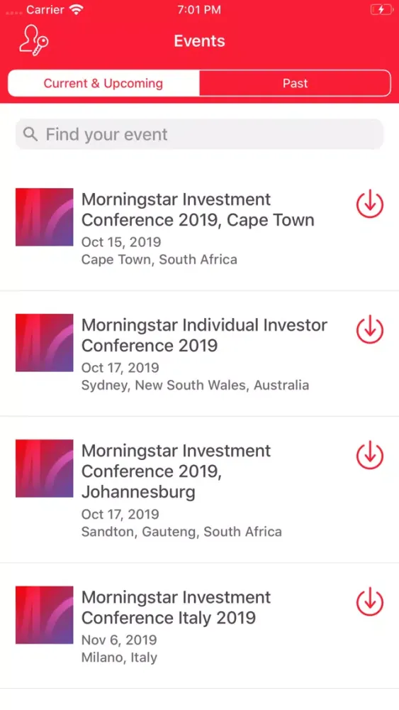 Screenshot di Morningstar Events