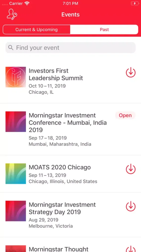 Screenshot di Morningstar Events