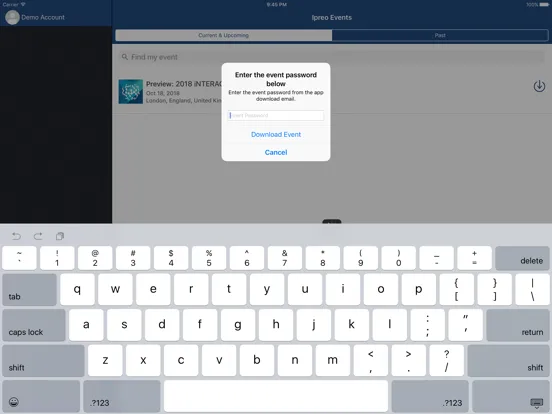 Zrzuty ekranu Ipreo Events iPad 