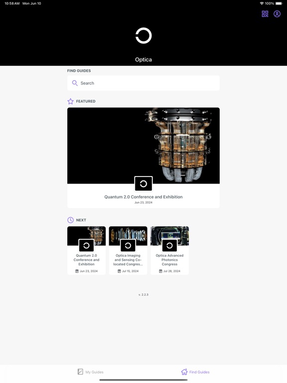 Optica Events iPad  Ekran Görüntüleri