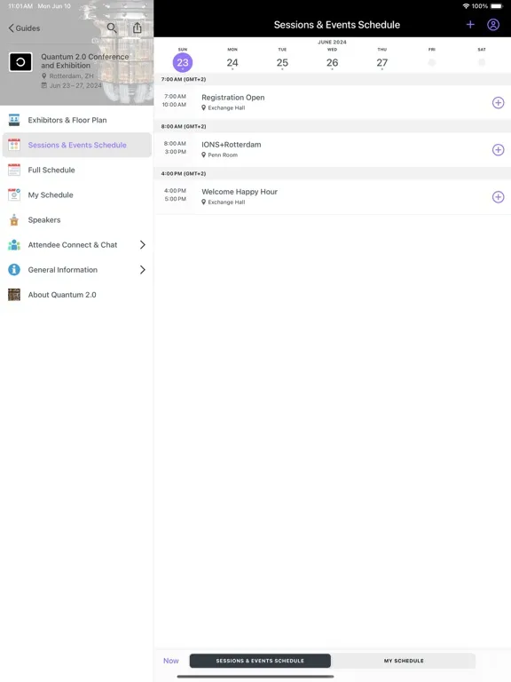 Screenshot di Optica Events iPad 