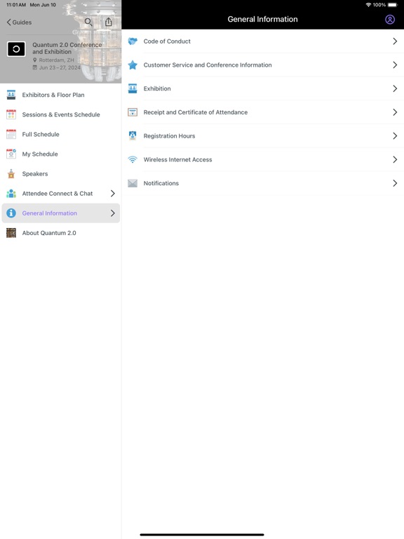 Optica Events iPad  Ekran Görüntüleri