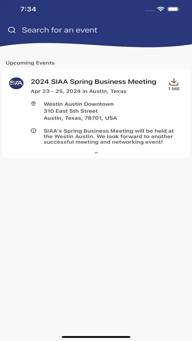 Скриншоты SIAA Events & Meetings