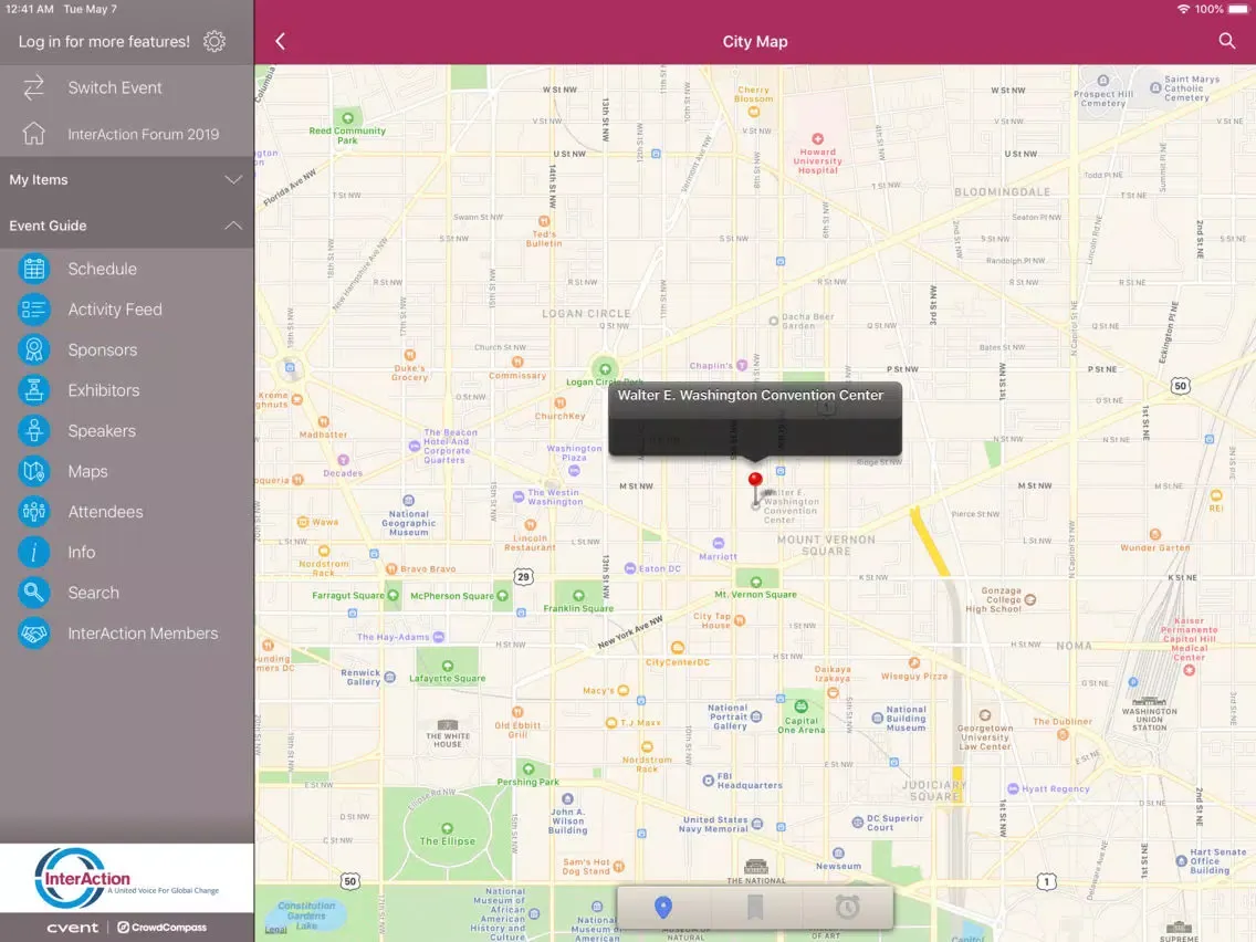 Ảnh chụp màn hình của InterAction Events iPad 
