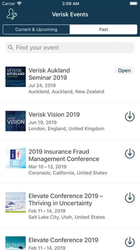 Ảnh chụp màn hình của Verisk Events