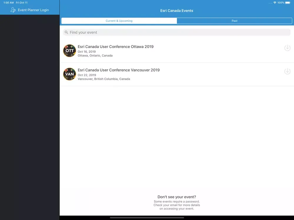Esri Canada Events iPad  Screenshots