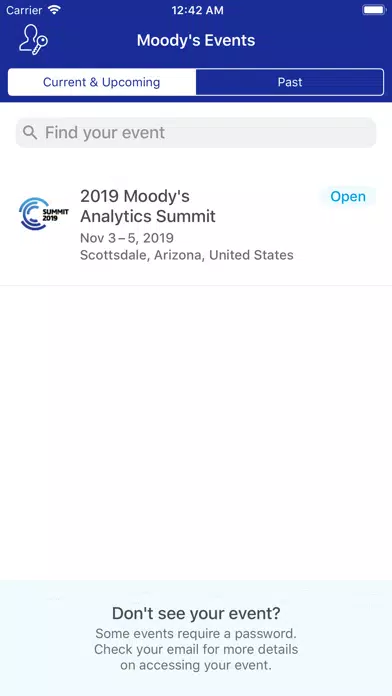 Tangkapan layar Moody's Events