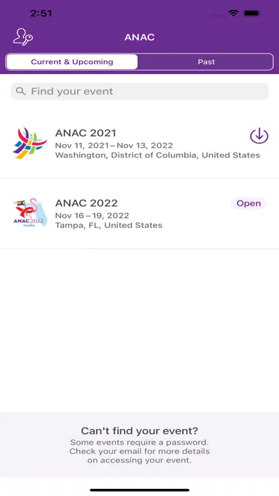 Screenshot di ANAC Events