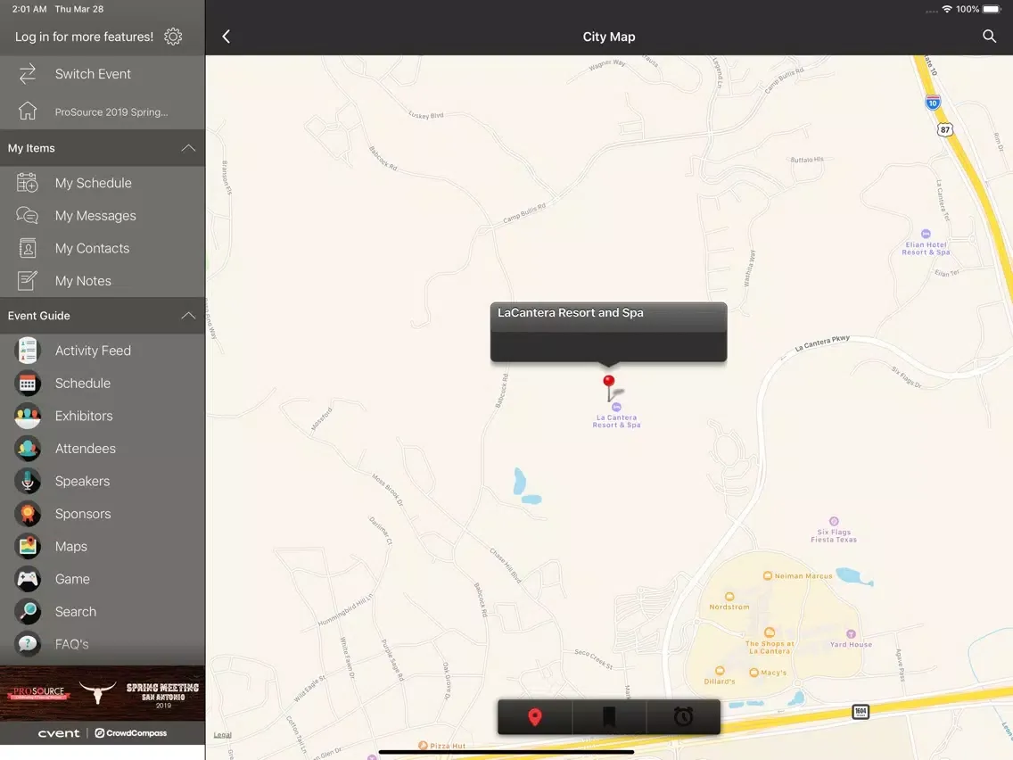 Capturas de tela do ProSource Events iPad 
