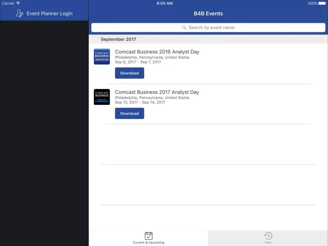 Скриншоты Comcast Business Events iPad 