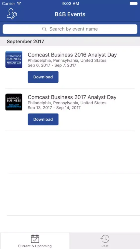 Скриншоты Comcast Business Events
