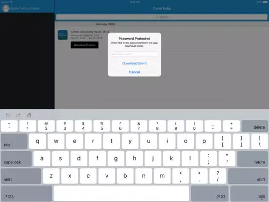 Capturas de tela do Cvent India iPad 