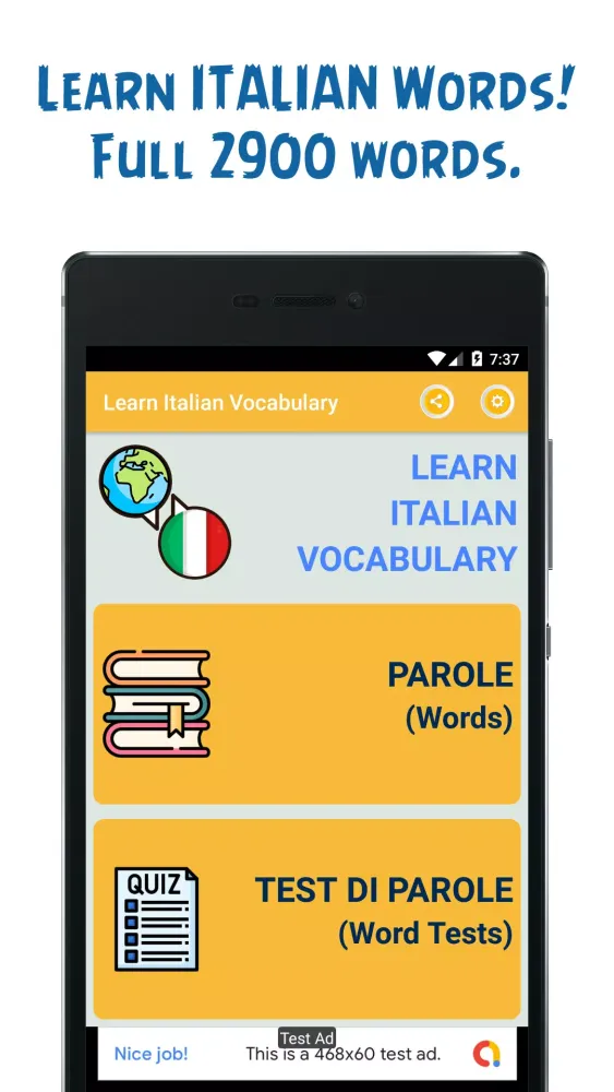 Ảnh chụp màn hình của Learn Italian Vocabulary Words