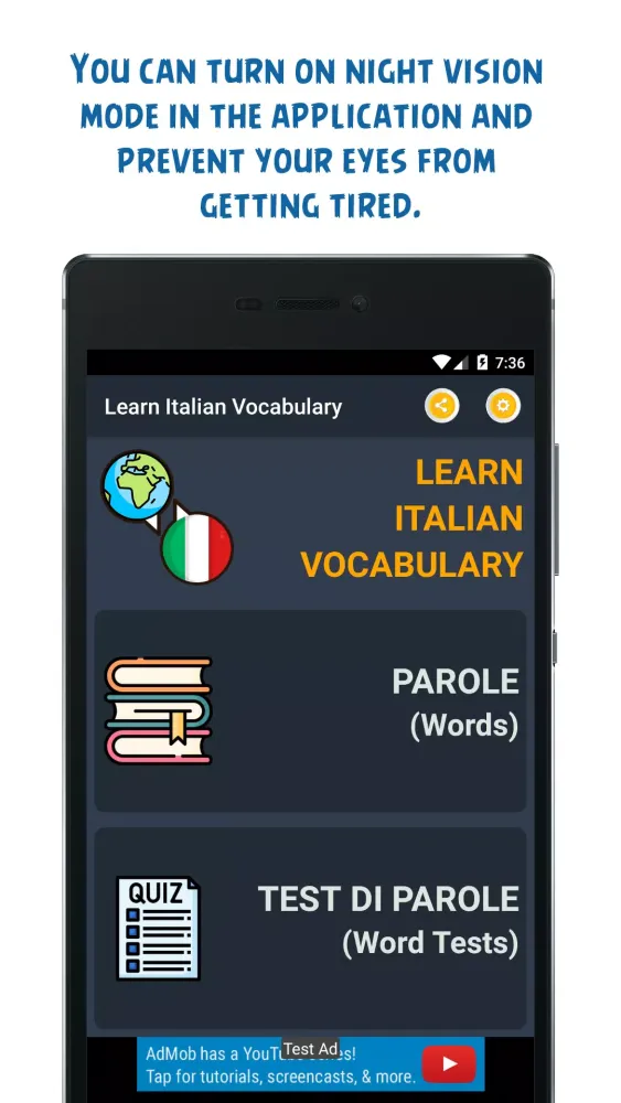 Ảnh chụp màn hình của Learn Italian Vocabulary Words