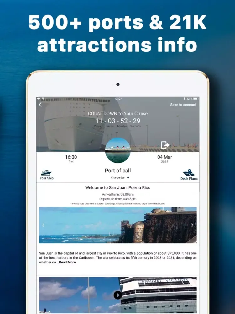 Cruise Itinerary App. CruiseBe iPad  স্ক্রিনশট