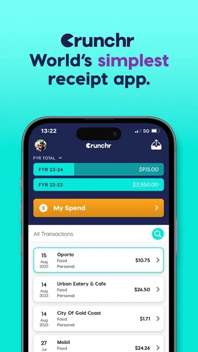 Crunchr – Receipt Saver App Screenshots