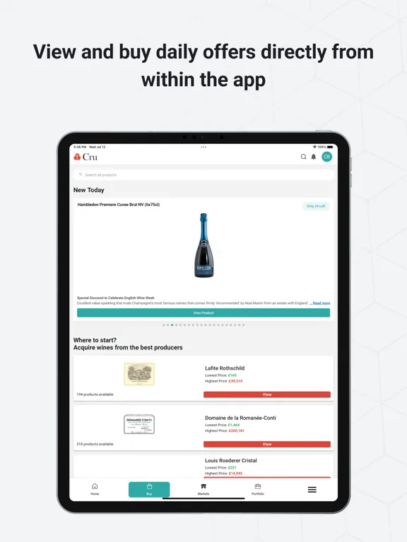 Tangkapan layar Cru World Wine iPad 