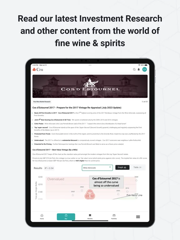 Tangkapan layar Cru World Wine iPad 