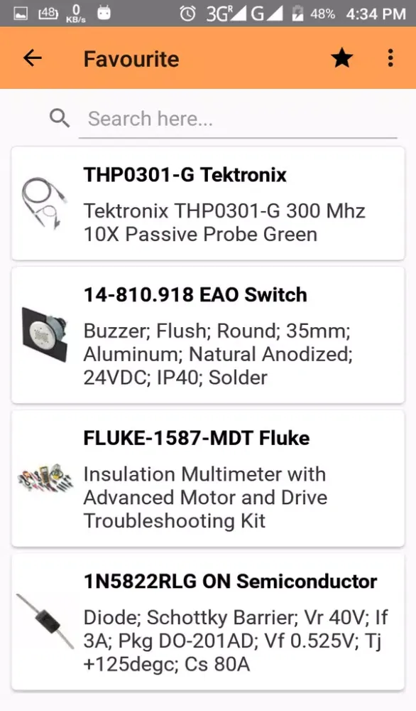 Ảnh chụp màn hình của Component Finder Electronics