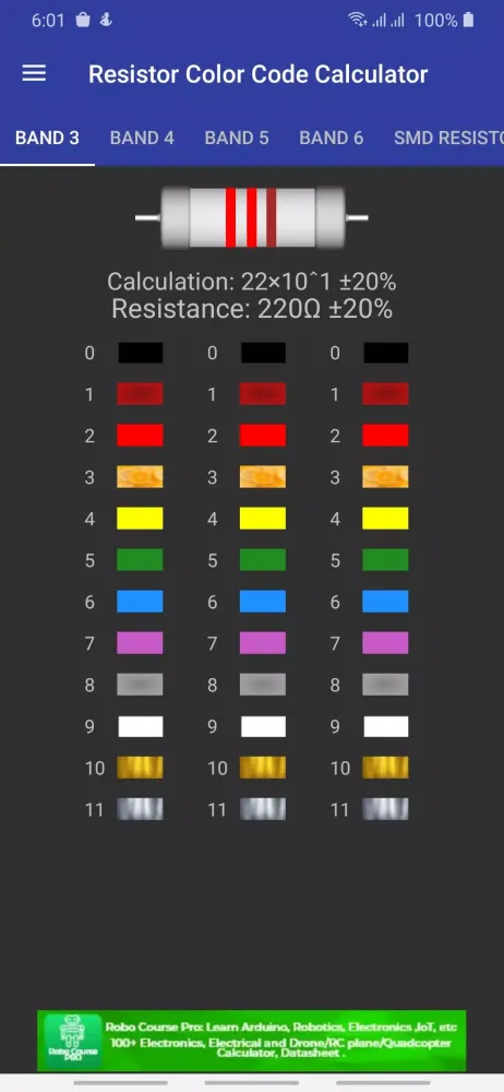 Resistor Color Code Calculator Screenshots