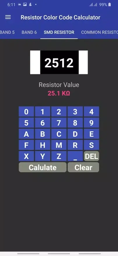 Resistor Color Code Calculator Screenshots