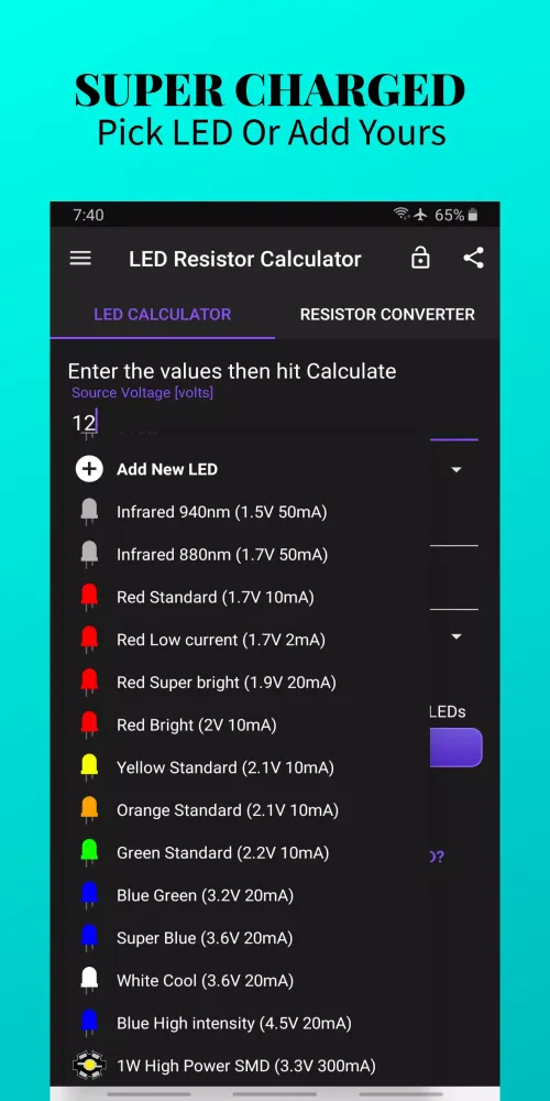 LED Resistor Calculator Ekran Görüntüleri