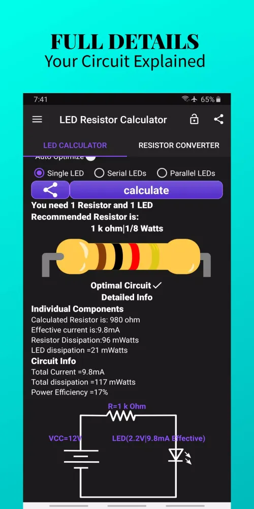 LED Resistor Calculator Ekran Görüntüleri
