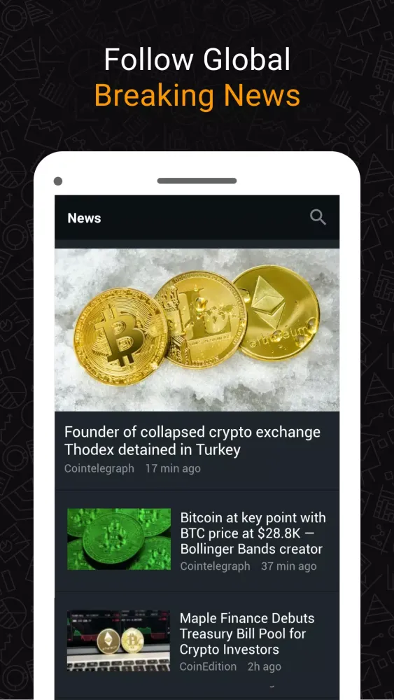 Tangkapan layar Investing: Crypto Data & News