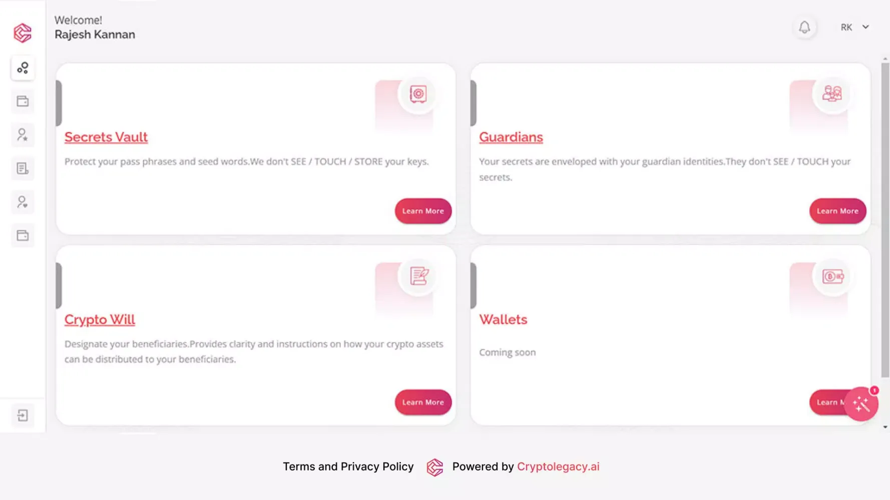 Crypto Legacy Screenshots