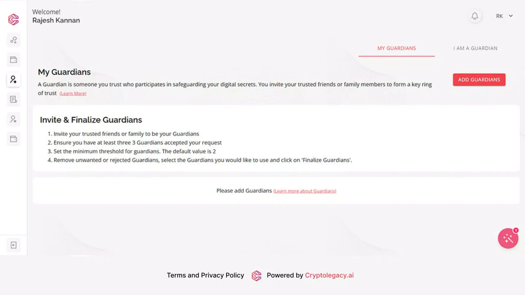 Crypto Legacy Screenshots