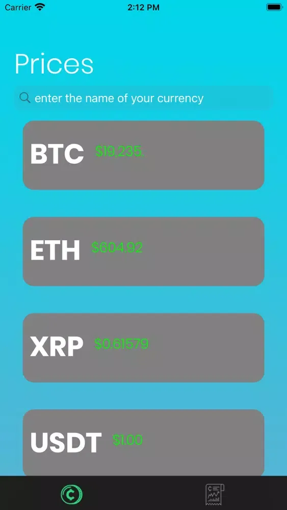 Screenshot di BTGood: real-time trend