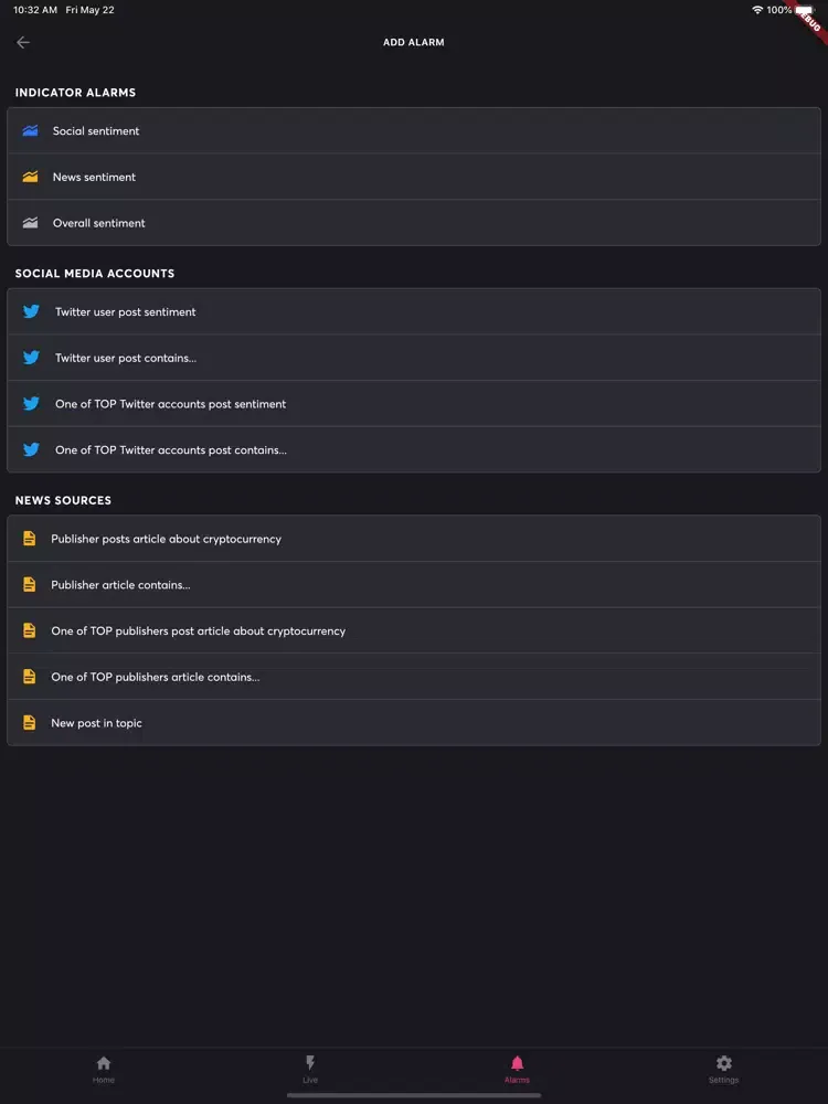 Tangkapan skrin CryptoMood: Crypto Sentiment iPad 