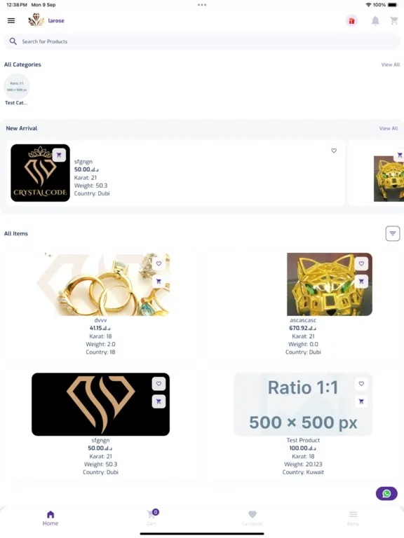 Tangkapan layar Larose Gold iPad 