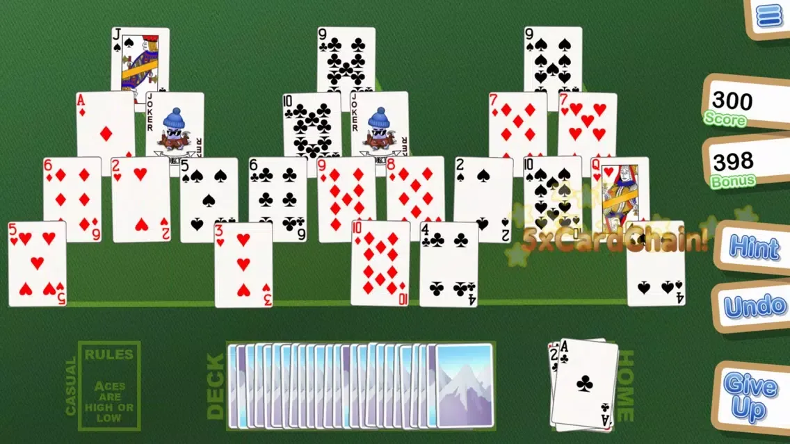 Tangkapan layar Crystal TriPeaks Solitaire